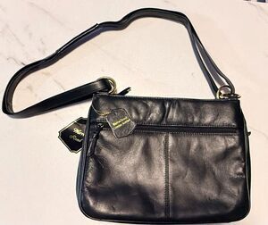 VINTAGE NEW with tags Warren Reed Black Genuine Leather Shoulder Purse